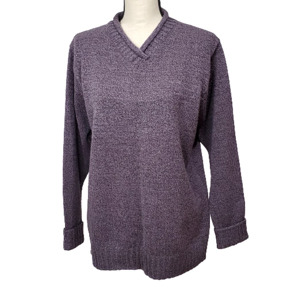 Croft & Barrow Purple V Neck Long Sleeve Sweater Medium